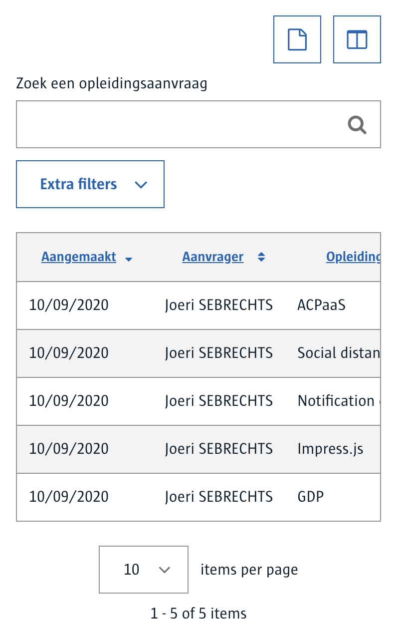 Smart Table op mobile